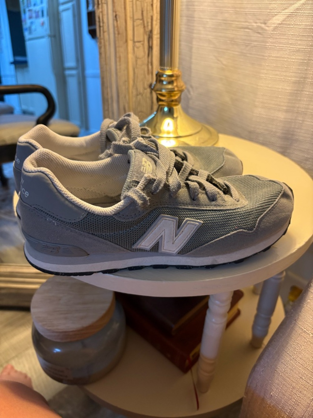 New Balance Kids' Light Gray Mesh & Suede Sneakers